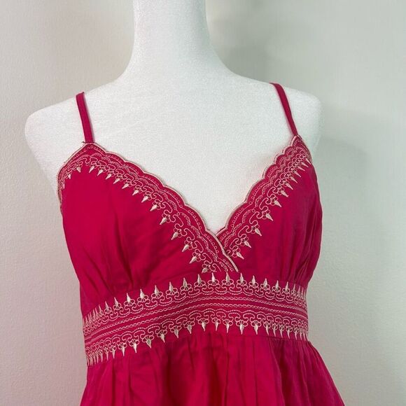 Twenty One Y2K Pink Babydoll Embroidered Boho Tunic Women’s M Spaghetti Strap - Picture 2 of 14